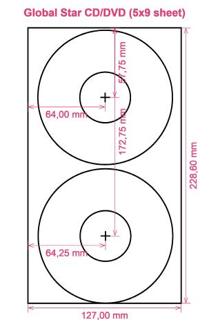 Global Star CD DVD (5x9 sheet) label template layout