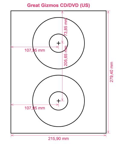 Great Gizmos CD DVD (US) label template layout