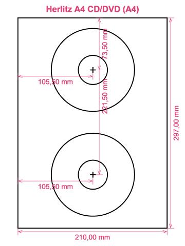 Herlitz A4 CD DVD (A4) label template layout