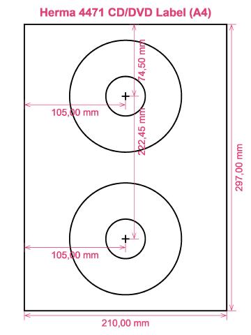 Herma 4471 CD DVD Label (A4) label template layout