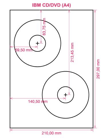 IBM CD DVD (A4) label template layout