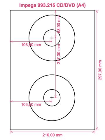 Impega 993.215 CD DVD (A4) label template layout