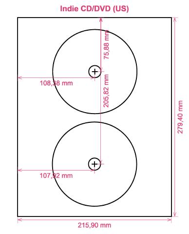 Indie CD DVD (US) label template layout