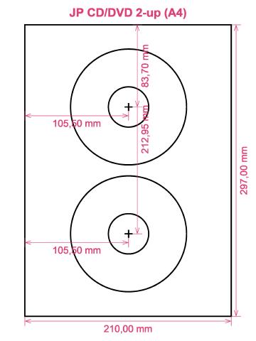 JP CD DVD 2-up (A4) label template layout