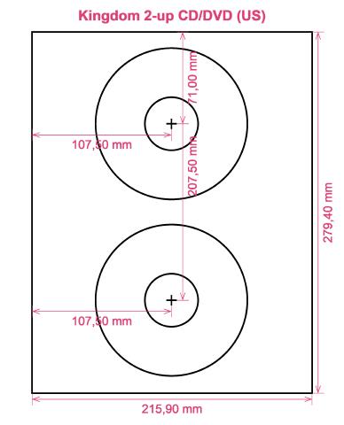 Kingdom 2-up CD DVD (US) label template layout