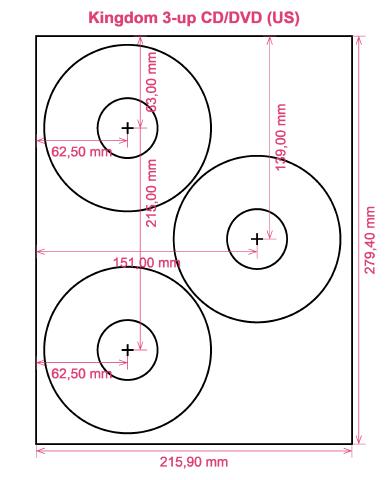 Kingdom 3-up CD DVD (US) label template layout