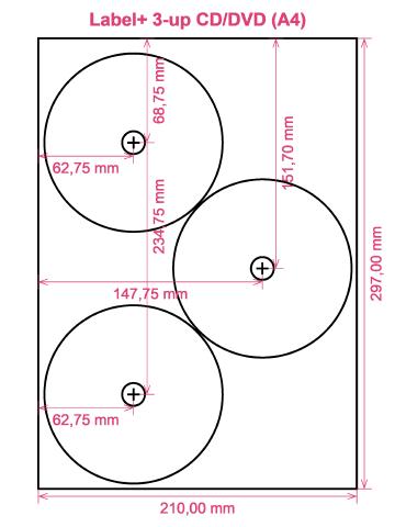 Label+ 3-up CD DVD (A4) label template layout