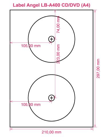 Label Angel LB-A400 CD DVD (A4) label template layout