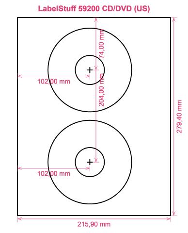 LabelStuff 59200 CD DVD (US) label template layout