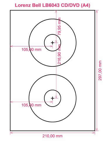 Lorenz Bell LB6043 CD DVD (A4) label template layout