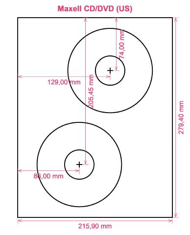 Maxell CD DVD (US) label template layout