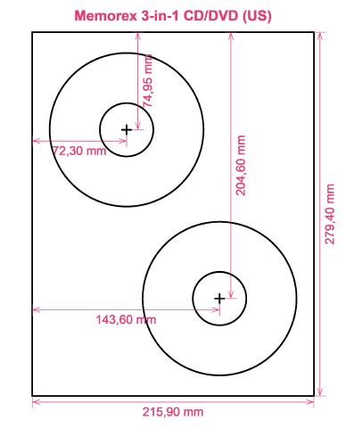 Memorex 3-in-1 CD DVD (US) label template layout