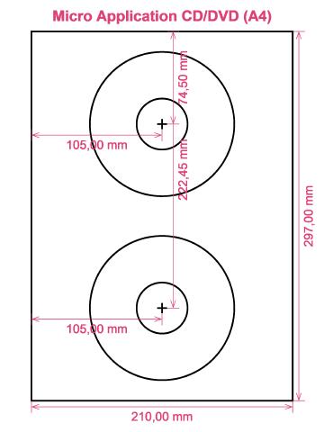 Micro Application CD DVD (A4) label template layout