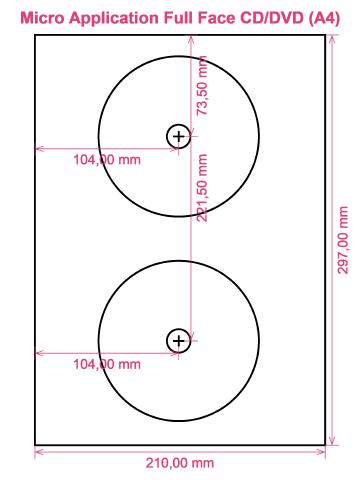 Micro Application Full Face CD DVD (A4) label template layout