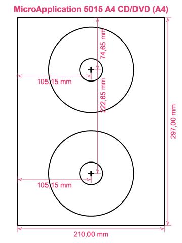 MicroApplication 5015 A4 CD DVD (A4) label template layout