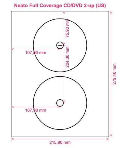 Neato Full Coverage CD DVD 2-up (US) label template layout