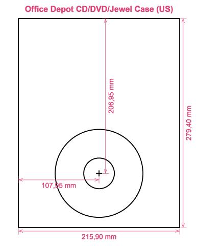 Office Depot CD DVD Jewel Case (US) label template layout