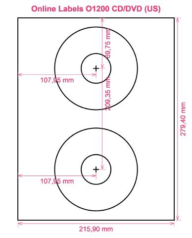 Online Labels O1200 CD DVD (US) label template layout