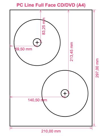 PC Line Full Face CD DVD (A4) label template layout