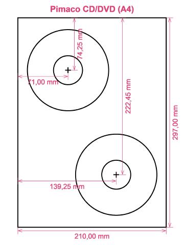 Pimaco CD DVD (A4) label template layout