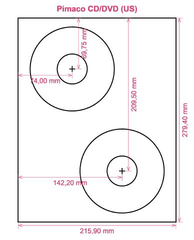 Pimaco CD DVD (US) label template layout