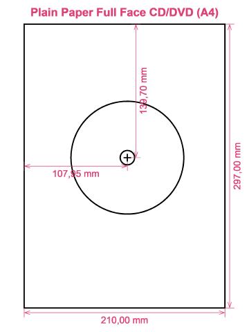 Plain Paper Full Face CD DVD (A4) label template layout