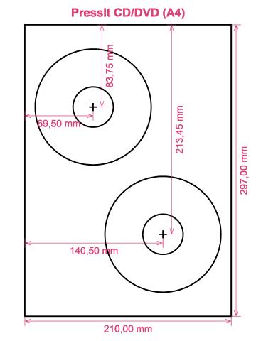 PressIt CD DVD (A4) label template layout