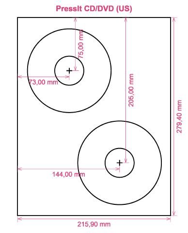 PressIt CD DVD (US) label template layout