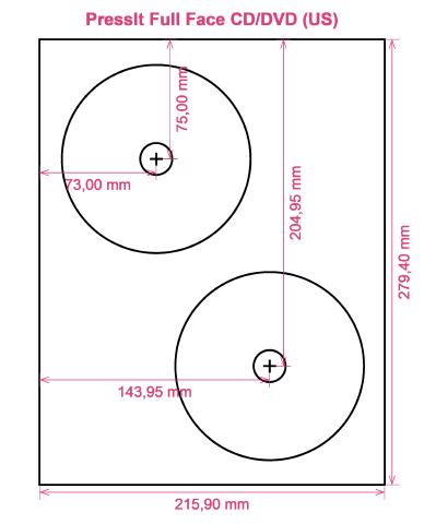 PressIt Full Face CD DVD (US) label template layout