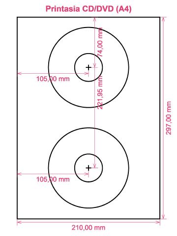 Printasia CD DVD (A4) label template layout