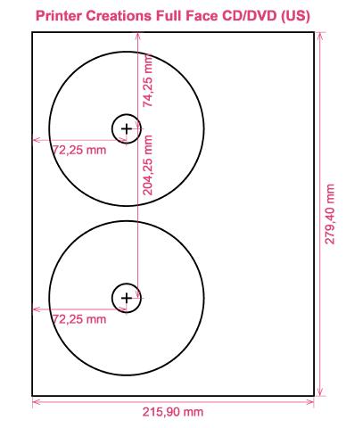 Printer Creations Full Face CD DVD (US) label template layout