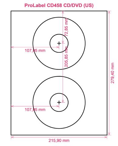 ProLabel CD458 CD DVD (US) label template layout