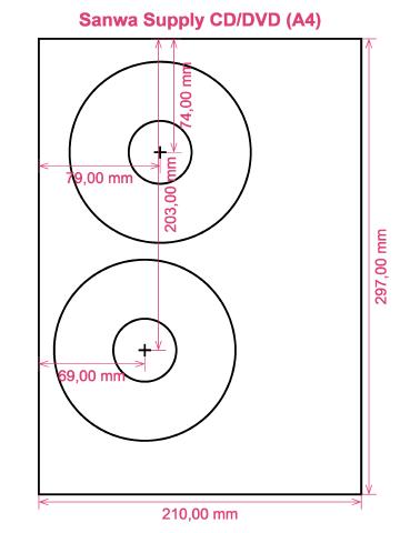 Sanwa Supply CD DVD (A4) label template layout