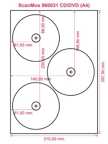 ScanMos 960031 CD DVD (A4) label template layout