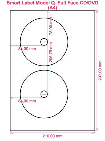 Smart Label Model Q  Full Face CD DVD (A4) label template layout