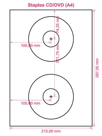 Staples CD DVD (A4) label template layout