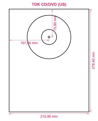 TDK CD DVD (US) label template layout