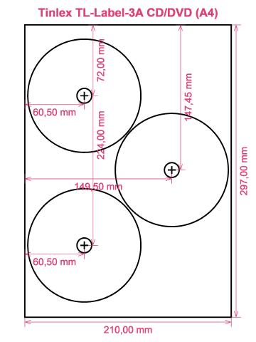 Tinlex TL-Label-3A CD DVD (A4) label template layout