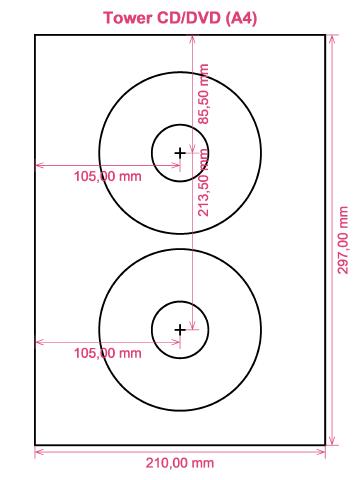 Tower CD DVD (A4) label template layout