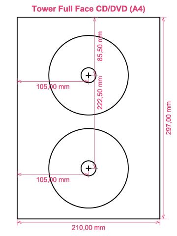 Tower Full Face CD DVD (A4) label template layout