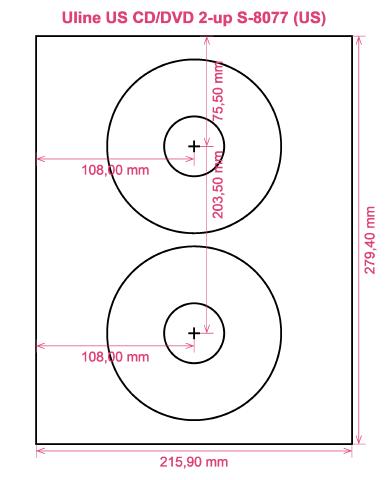 Uline US CD DVD 2-up S-8077 (US) label template layout