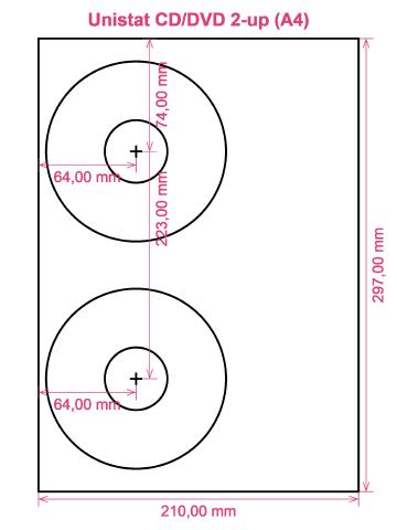 Unistat CD DVD 2-up (A4) label template layout