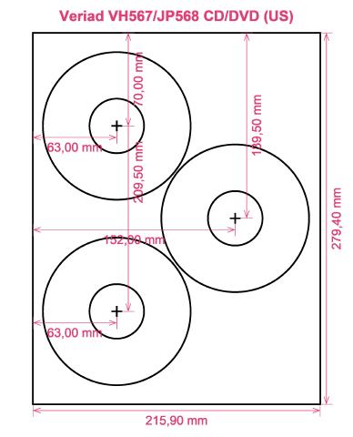 Veriad VH567 JP568 CD DVD (US) label template layout