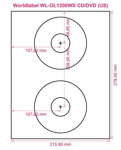 Worldlabel WL-OL1200WX CD DVD (US) label template layout