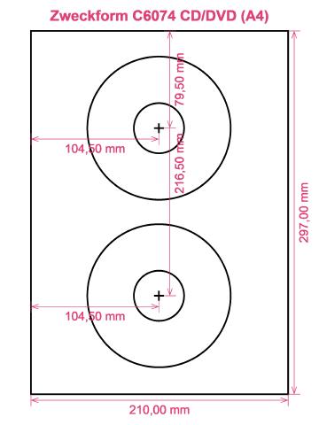 Zweckform C6074 CD DVD (A4) label template layout