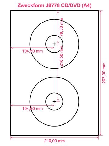 Zweckform J8778 CD DVD (A4) label template layout