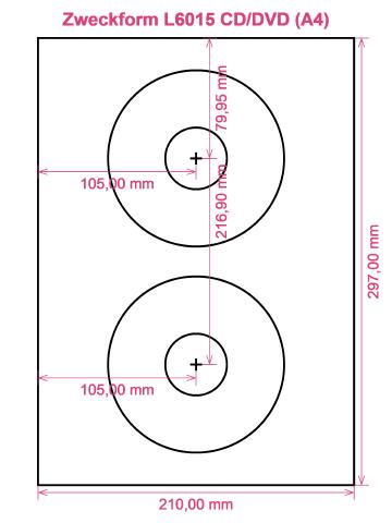 Zweckform L6015 CD DVD (A4) label template layout