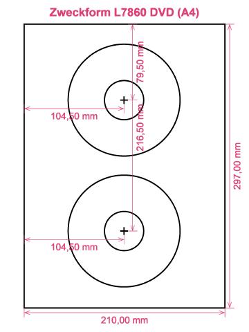 Zweckform L7860 DVD (A4) label template layout