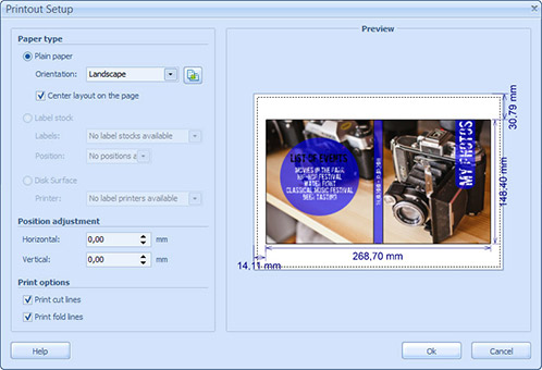 Printout Setup Dialog Box