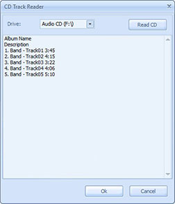 The CD Track Reader Dialog Box